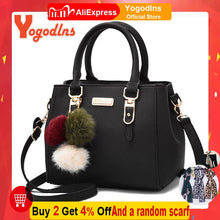 Load image into Gallery viewer, Yogodlns women beading pendant handbag ladies embossed shoulder bag ladies Messenger bag hairball bags high quality bag
