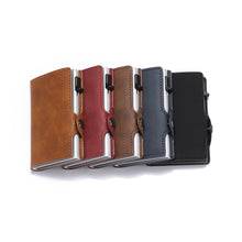 Load image into Gallery viewer, BISI GORO Single Box Card Holder PU Leather Card Wallet New Men RFID Blocking Aluminum Smart Multifunction Slim Wallet Card Case
