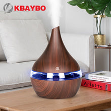 Load image into Gallery viewer, KBAYBO 300ml USB Electric Aroma air diffuser wood grain Ultrasonic air humidifier cool mist maker with 7 colors lights for home
