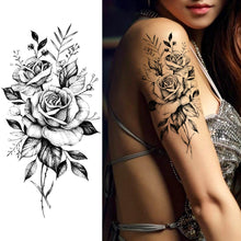 Load image into Gallery viewer, Purple Rose Jewelry Water Transfer Tattoo Stickers Women Body Chest Art Temporary Tattoo Girl Waist Bracelet Flash Tatoos Flower

