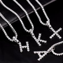 Load image into Gallery viewer, Letters Pendants Necklaces Women Letter Initial Necklace Tennis Chain Zircon Hip Hop Bling jewelry Iced Out Alphabet Pendant
