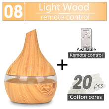 Load image into Gallery viewer, 300ML USB humidifier Electric oil Aromatherapy wood grain Ultrasonic air diffuser with 7 colors lights  for home office Car
