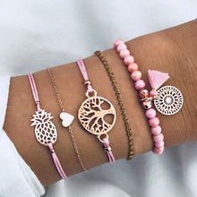 Load image into Gallery viewer, DIEZI Bohemian Handmade Weave Heart Long Tassel Bracelet Sets Women 2018 New Grey Rope Chain Bracelets Jewelry Christmas Gift
