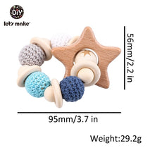 Load image into Gallery viewer, Let's Make Wooden Rattle Teether Baby Toys Engraved Wood Beads Hexagon Teether Silicone Beads 12Mm Tiny Rod Baby Crib Rattle
