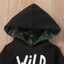 Load image into Gallery viewer, Autumn Baby Boy Long sleeve Letter Print Hooded T-shirt and Camouflage Long Pants 0-3Y
