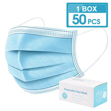 Load image into Gallery viewer, 20/30/50/100pcs Blue Disposable 3 Layer Non Woven Mouth Masks Dustproof Earloop face mask маска mascarillas Masque Maschera

