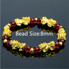 Load image into Gallery viewer, Feng Shui Black Beads Alloy Wealth Bracelet Unisex Wristband Gold Black Pixiu Wealth and Good Luck Women Men Bracelet
