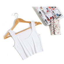 Load image into Gallery viewer, 2019 Summer Slim Render Short Top Sexy Women Sleeveless U Croptops Tank Tops Solid Black/White Crop Tops Vest Tube Top
