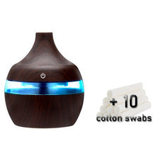 Load image into Gallery viewer, 300ML USB Air Humidifier Electric Aroma Diffuser Mist Wood Grain Oil Aromatherapy Mini Have 7 LED Light For Car Home Office
