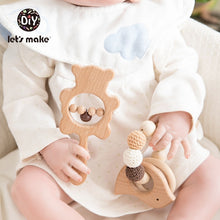 Load image into Gallery viewer, Let's Make Baby Toys Teether Wooden Rattles Bracelet Pacifier Chain Rodent Beading Beech Musical Newborn Bear 2pcs/set Bed Bell
