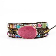 Load image into Gallery viewer, Leather Wrap Bracelet Exclusive 3 Strands Natural Stone Multi Color Bohemian Beads Crystal Weaving bracelet wrap Bracelet Gifts
