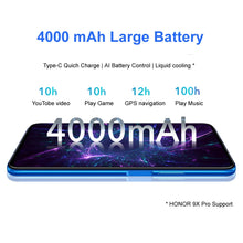Load image into Gallery viewer, Honor 9X 4GB 128GB Smartphone Global Version 48MP dual caemra Mobile Phone 4000mAh Battery 6.59inch
