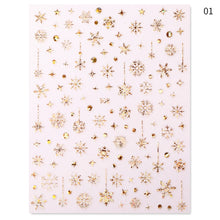 Load image into Gallery viewer, 1Pcs 3D Nail Sticker Christmas Holographics Snowflake For Gold Silver Nail Art Stickers DIY Nail Art Decoration Decals
