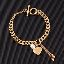 Load image into Gallery viewer, New Arrive Double Stainless Steel Religious Bracelet For Women Female Gold Color Beads Bracelet Jesus Pendant Lady Jewelry Gift
