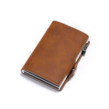 Load image into Gallery viewer, BISI GORO Single Box Card Holder PU Leather Card Wallet New Men RFID Blocking Aluminum Smart Multifunction Slim Wallet Card Case

