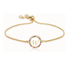 Load image into Gallery viewer, Adjustable Rainbow Zircon 26 Letter Bracelet Women shell Zircon crystal Bracelet Femme Valentine's day wedding Gifts Jewelry

