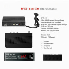 Load image into Gallery viewer, DVB-T2 TV Tuner Vga TV Box DVB T2 for Digital TV Receptor Wifi Receiver DVBT2 DVB-C Set-top Box H.265 HEVC AC3 HD DVB C Tuner
