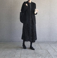 Load image into Gallery viewer, Women Dot Sprint Autumn Maxi Dress Pleated Long Sleeve Female Casual Loose  A line Ankle Length Vestidos
