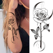 Load image into Gallery viewer, Purple Rose Jewelry Water Transfer Tattoo Stickers Women Body Chest Art Temporary Tattoo Girl Waist Bracelet Flash Tatoos Flower
