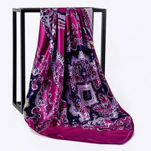 Load image into Gallery viewer, Silk Scarf Women Print hair neck Square Scarves Office Ladies Shawl Bandanna 90*90cm Muslim Hijab Handkerchief muffler foulard
