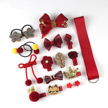 Load image into Gallery viewer, 18 Pcs hair clip set Cute Hair Accessories Girl cartoon hair clip headwear Bow Flower animal Hairpin hair ring Elastic Headdress
