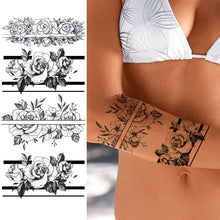 Load image into Gallery viewer, Purple Rose Jewelry Water Transfer Tattoo Stickers Women Body Chest Art Temporary Tattoo Girl Waist Bracelet Flash Tatoos Flower
