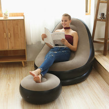 Load image into Gallery viewer, BEAN BAG lazy sofa inflatable folding recliner outdoor sofa bed with pedal comfortable flocking single sofa chair pile coating
