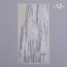 Load image into Gallery viewer, 1 Sheet Holo Black Gold 5D Nail Sticker Decal Tassel Strip Line Slider Foils Adhesive Nail Art Decoration
