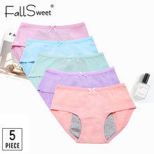 Load image into Gallery viewer, FallSweet 5 pcs/lot ! Sexy Period Panties Mid Waist Menstrual Briefs Leak Proof Underwear Female XXXL
