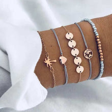 Load image into Gallery viewer, DIEZI Bohemian Handmade Weave Heart Long Tassel Bracelet Sets Women 2018 New Grey Rope Chain Bracelets Jewelry Christmas Gift
