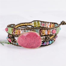 Load image into Gallery viewer, Leather Wrap Bracelet Exclusive 3 Strands Natural Stone Multi Color Bohemian Beads Crystal Weaving bracelet wrap Bracelet Gifts
