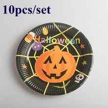 Load image into Gallery viewer, Halloween Decoration Supplies Tablecloths Straws Paper Plates Paper Cups Halloween Party Supplies Halloween Door Falg HY1
