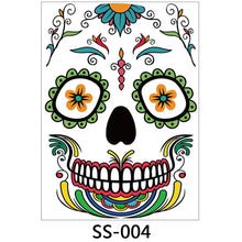 Load image into Gallery viewer, Facial makeup Sticker Special Waterproof Face tattoo Day of The Dead Skull Face dress up Halloween Temporary Tattoo Stickers
