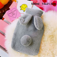 Load image into Gallery viewer, Winter Cartoon Rabbit Hot Water Bottle PVC Stress Pain Relief Therapy Hot Water Bag With Knitted Soft Cozy Cover Hand Warmer 1pc
