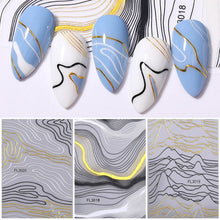 Load image into Gallery viewer, 1 Sheet Holo Black Gold 5D Nail Sticker Decal Tassel Strip Line Slider Foils Adhesive Nail Art Decoration
