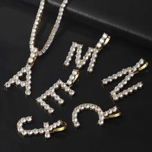 Load image into Gallery viewer, Letters Pendants Necklaces Women Letter Initial Necklace Tennis Chain Zircon Hip Hop Bling jewelry Iced Out Alphabet Pendant

