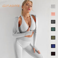 Load image into Gallery viewer, GUTASHYE Sport Suit Woman Seamless Running Tracksuit Sportswear Gym Crop Top Yoga Pant Fitness Clothes Workout Leggings Yoga Set
