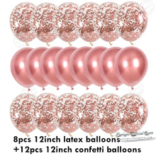 Load image into Gallery viewer, 20pcs 12Inch Rose Gold Balloons Confetti Chrome Balloon Birthday Party Decors Wedding Decorations New Year Decor Globos Metallic
