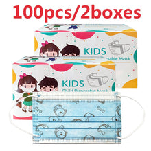 Load image into Gallery viewer, 50-100pcs Children Face Mask Cartoon Printed soft skin-friendly Disposable Mouth Cover Mask boy girl Personal Thicken mouth mask
