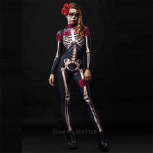 Load image into Gallery viewer, Skeleton Rose Sexy Women Halloween Devil Ghost Jumpsuit Party Carnival Performance Scary Costume Kids Baby Girl Day Of The Dead
