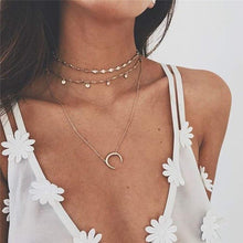 Load image into Gallery viewer, Bohemian Multi Layered Necklace for Women Vintage Portrait Coin Star Moon Pendant Necklace Geometric Collier Collares
