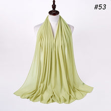 Load image into Gallery viewer, women plain bubble chiffon scarf hijab wrap printe solid color shawls headband muslim hijabs scarves/scarf 60 colors
