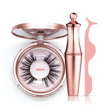 Load image into Gallery viewer, Magnetic Eyelashes &amp; Liquid Eyeliner &amp; Tweezer Set 3D Mink Lashes Makeup Magnet Eyelashes Set Long Lasting Eyelash Extension
