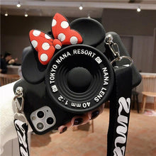 Load image into Gallery viewer, 3D Camera Cartoon Coin Bags Soft Silicon Phone Case For iPhone 12 11 Pro XS Max X 8 7 6s Plus SE 2020 XR Cover With Lanyard
