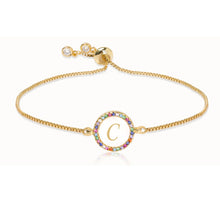 Load image into Gallery viewer, Adjustable Rainbow Zircon 26 Letter Bracelet Women shell Zircon crystal Bracelet Femme Valentine's day wedding Gifts Jewelry
