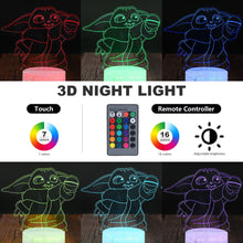 Load image into Gallery viewer, 3d Night Lamp Anime Star Wars Baby Yoda Led Night Light for Kid Child Bedroom Decor Nightlight Cartoon Meme Figure Table Lamp

