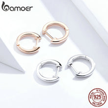 Load image into Gallery viewer, [FIRST 1 HOUR, BUY 4 SAVE 10%] bamoer Sterling Silver 925 Hoop Earrings for Women Tiny Ear Hoops Rose Gold Color SCE808

