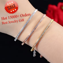Load image into Gallery viewer, CWWZircons Adjustable Bracelet Bangle for Women Captivate Bar Slider Brilliant CZ Rose Gold Color Jewelry Pulseira Feminia CB089

