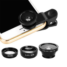Load image into Gallery viewer, phone lens Fisheye 0.67x Wide Angle Zoom lens fish eye 6x macro lenses Camera Kits with Clip lens on the phone for smartphone

