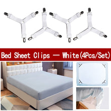 Load image into Gallery viewer, 4Pcs/Set Bed Sheet Clip Bed Sheet Belt Fastener Mattress  Elastic Non-Sip Clip  Blanket Gripper White and Black
